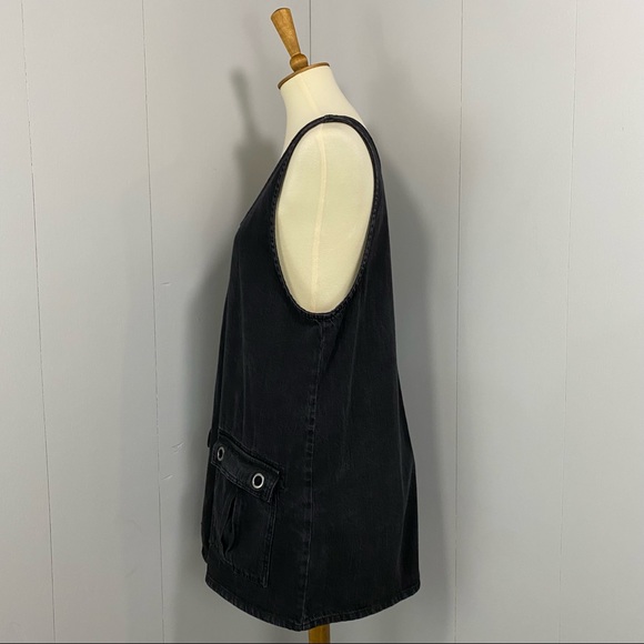 Forever 21 Black Denim Zippered Front Jumper Dress - Picture 3 of 12